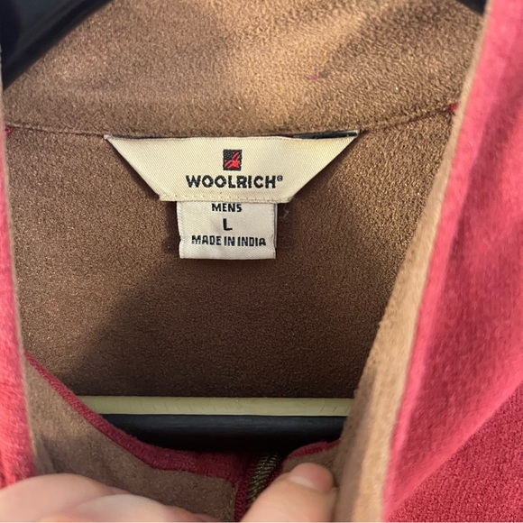 Woolrich Pullover Sweatshirt Mens L Large Cotton 1/4 Zip Mock Neck Red Pocket - Picture 4 of 6